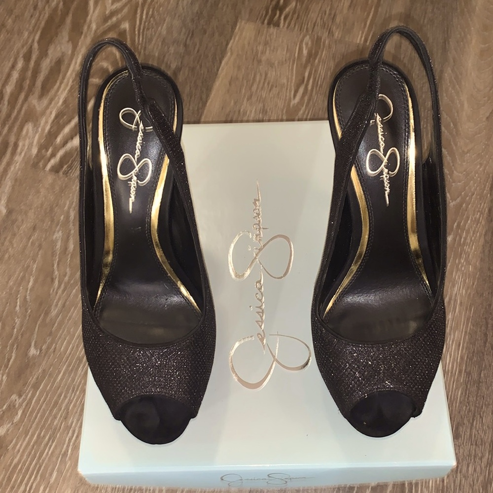 Used Jessica Simpson Black Evening Mesh Heels